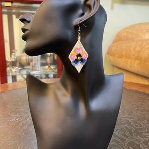 Handmade seed bead earrings.